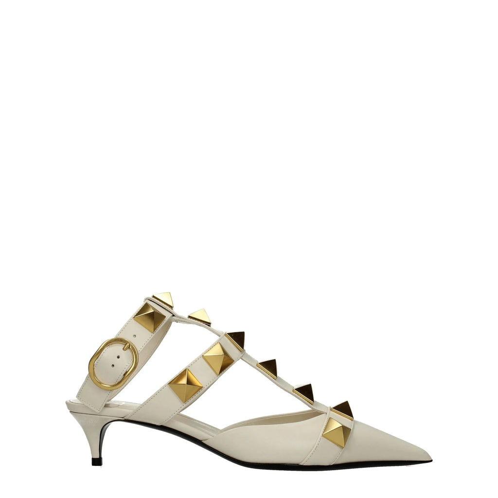 Valentino Garavani Beige Leather Stiletto Heel Sandals - Zeiniez