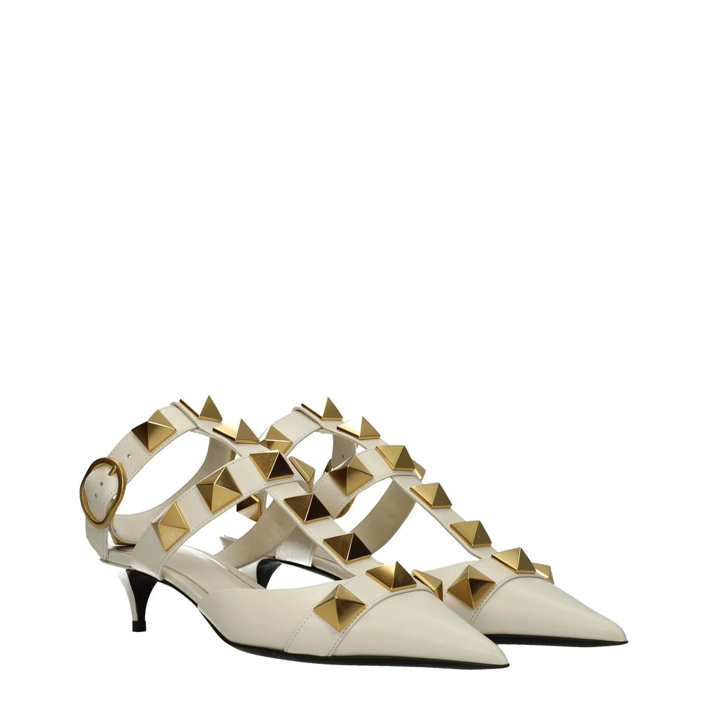 Valentino Garavani Beige Leather Stiletto Heel Sandals - Zeiniez