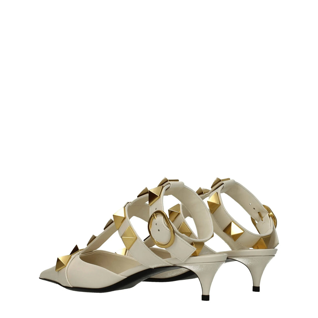Valentino Garavani Beige Leather Stiletto Heel Sandals - Zeiniez