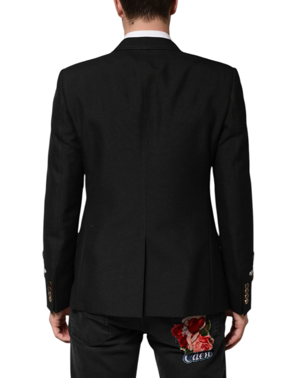 Dolce & Gabbana Black Bee Crown Embellished Suit Coat Blazer - Zeiniez