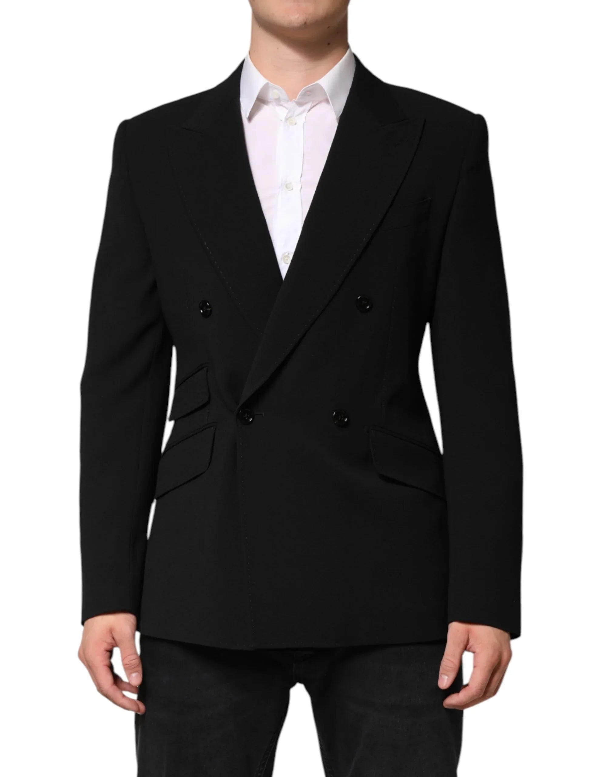 Dolce & Gabbana Black SICILIA Double Breasted Coat Blazer - Zeiniez