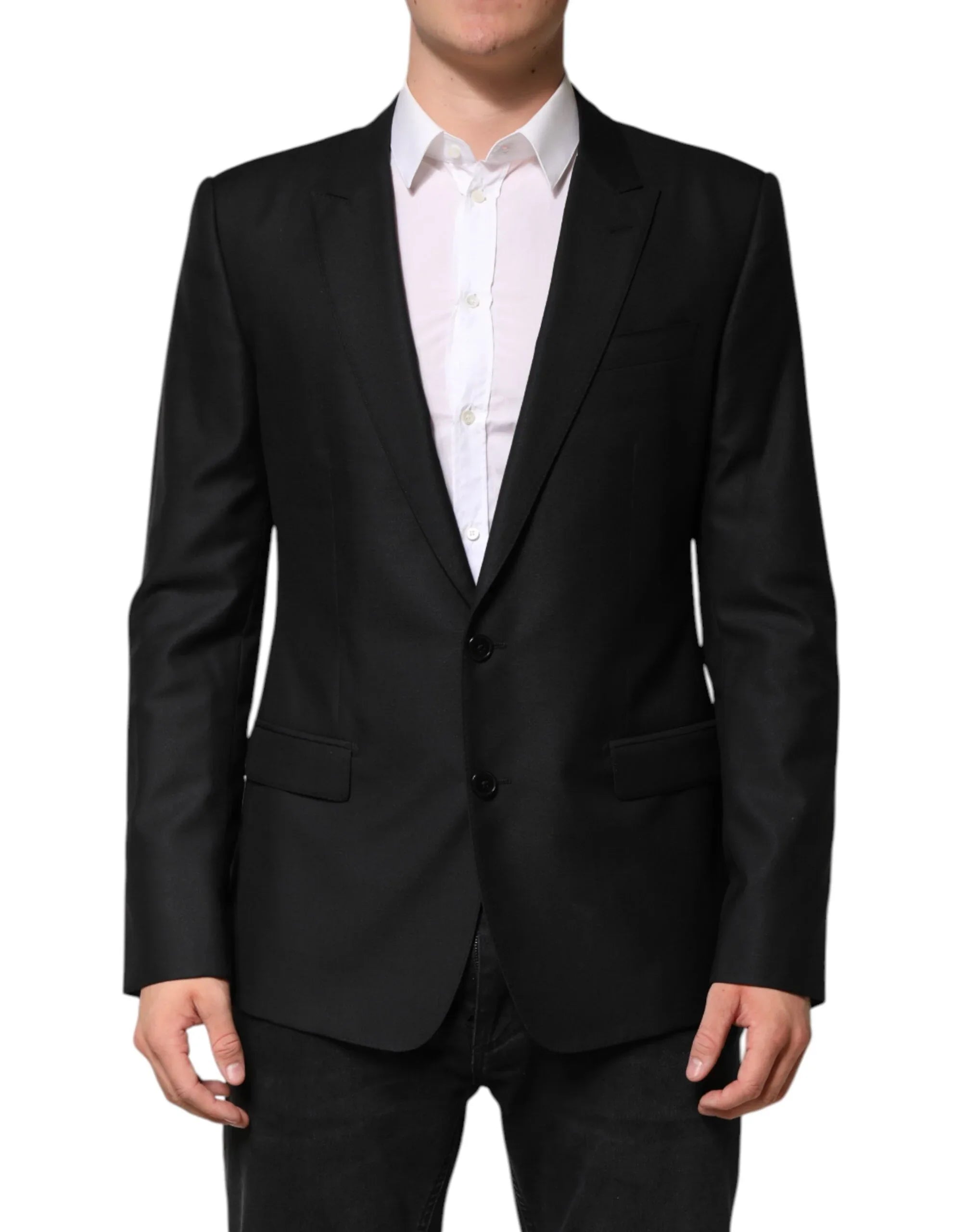Dolce & Gabbana Black Wool Single Breasted Jacket Blazer - Zeiniez