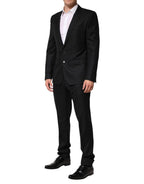 Dolce & Gabbana Dark Gray Jacquard Single Breasted 2 Piece Suit