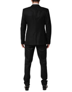 Dolce & Gabbana Dark Gray Jacquard Single Breasted 2 Piece Suit