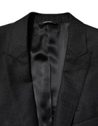 Dolce & Gabbana Dark Gray Jacquard Single Breasted 2 Piece Suit