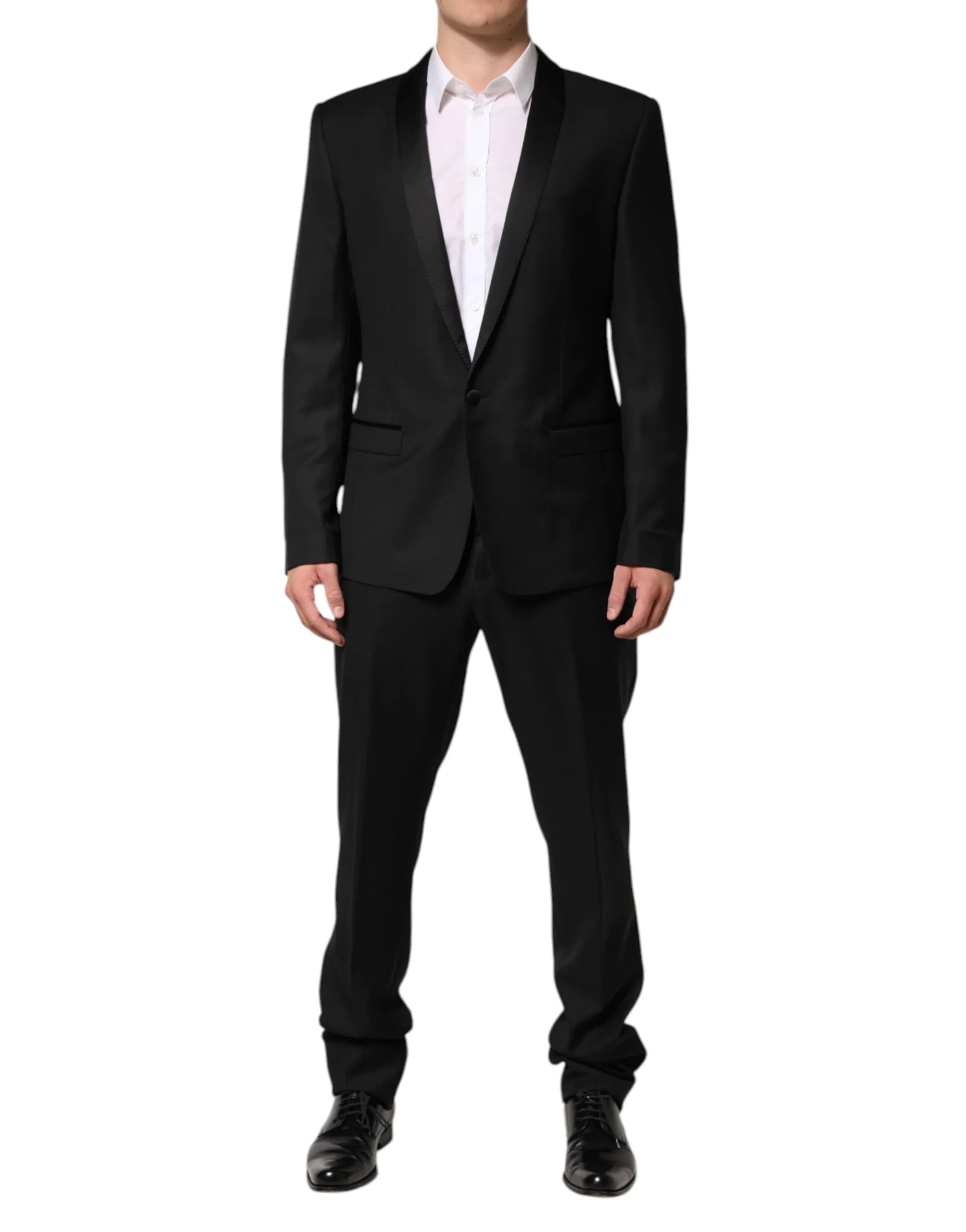 Dolce & Gabbana Black Wool Men Single Breasted 2 Piece Suit - Zeiniez