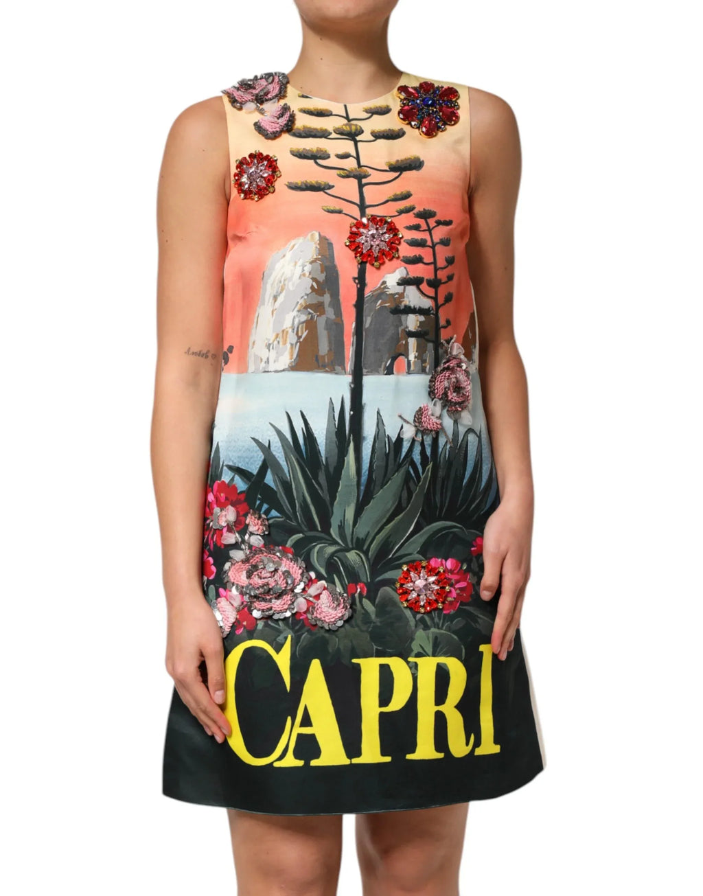 Dolce & Gabbana Multicolor Crystal Embellished A-line Mini Dress - Zeiniez