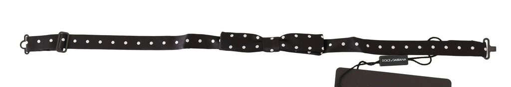 Dolce & Gabbana Black 100% Silk Polka Dot Adjustable Neck Bow Tie - Zeiniez