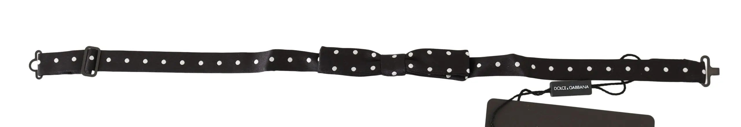 Dolce & Gabbana Black 100% Silk Polka Dot Adjustable Neck Bow Tie - Zeiniez