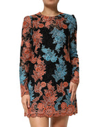 Dolce & Gabbana Multicolor Floral Embroidery Shift Mini Dress - Zeiniez
