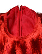 Dolce & Gabbana Red Silk Tiers Fringe Shift Knee Length Dress - Zeiniez