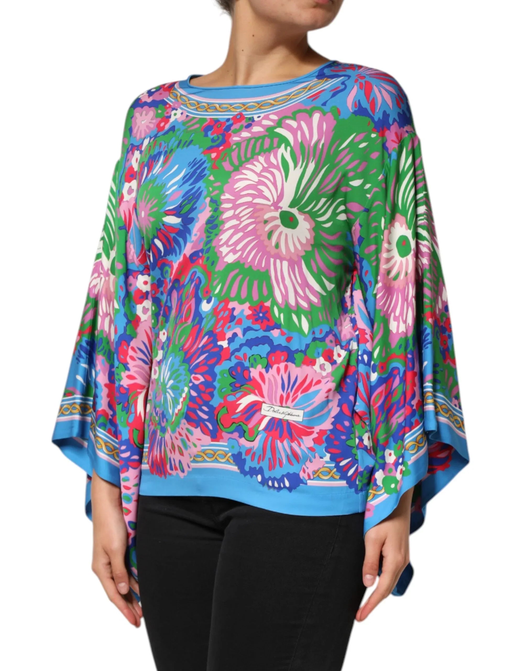 Dolce & Gabbana Multicolor Floral Printed Tunic Blouse Top - Zeiniez