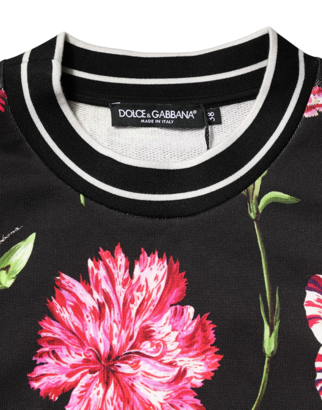 Dolce & Gabbana Black Floral Print Cotton Short Sleeves Top - Zeiniez