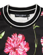 Dolce & Gabbana Black Floral Print Cotton Short Sleeves Top - Zeiniez