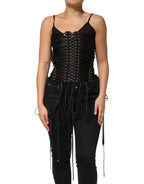 Dolce & Gabbana Black Eyelet Embellished Corset Style Top - Zeiniez