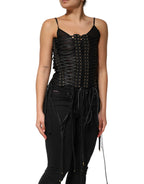 Dolce & Gabbana Black Eyelet Embellished Corset Style Top - Zeiniez