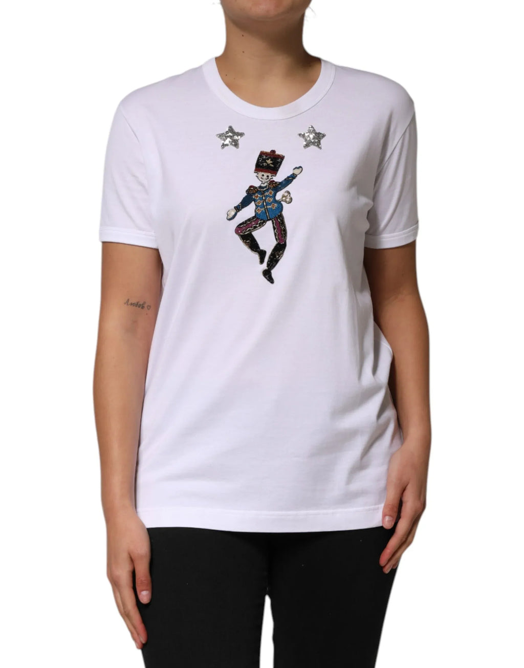Dolce & Gabbana White Cotton Sequin Embellished Top T-shirt - Zeiniez