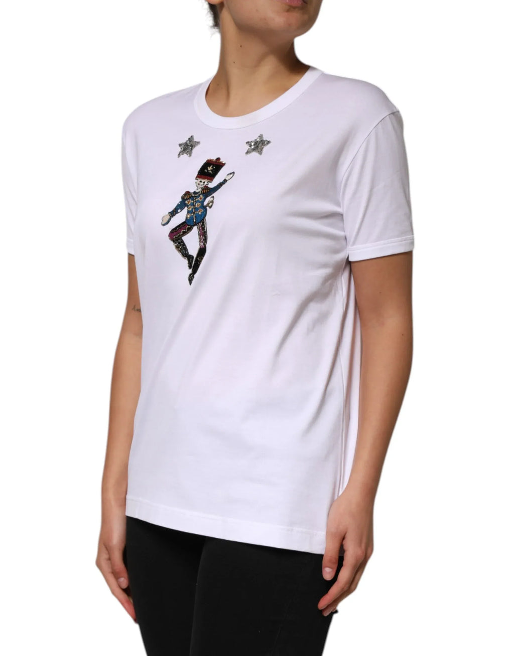 Dolce & Gabbana White Cotton Sequin Embellished Top T-shirt - Zeiniez