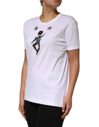 Dolce & Gabbana White Cotton Sequin Embellished Top T-shirt - Zeiniez