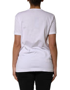 Dolce & Gabbana White Cotton Sequin Embellished Top T-shirt - Zeiniez