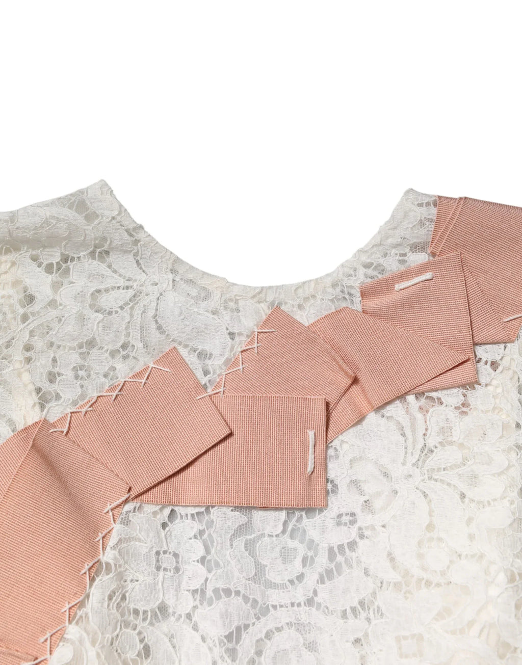 Dolce & Gabbana White Floral Lace Short Sleeves Blouse Top - Zeiniez