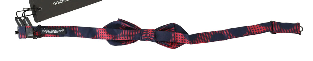Dolce & Gabbana Red Checkered 100% Silk Adjustable Men Neck Bow Tie - Zeiniez