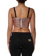 Dolce & Gabbana Pink Sequined Nylon Sleeveless Cropped Top - Zeiniez
