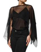 Dolce & Gabbana Black See Through Silk Chiffon Lace Blouse Top - Zeiniez