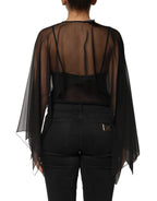 Dolce & Gabbana Black See Through Silk Chiffon Lace Blouse Top - Zeiniez