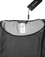 Dolce & Gabbana Black See Through Silk Chiffon Lace Blouse Top - Zeiniez