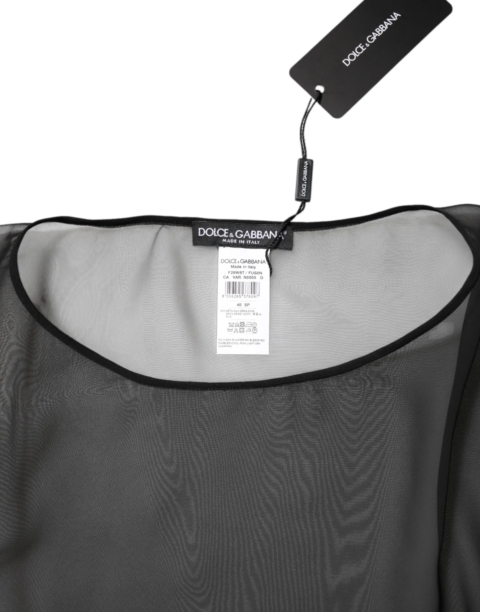 Dolce & Gabbana Black See Through Silk Chiffon Lace Blouse Top - Zeiniez