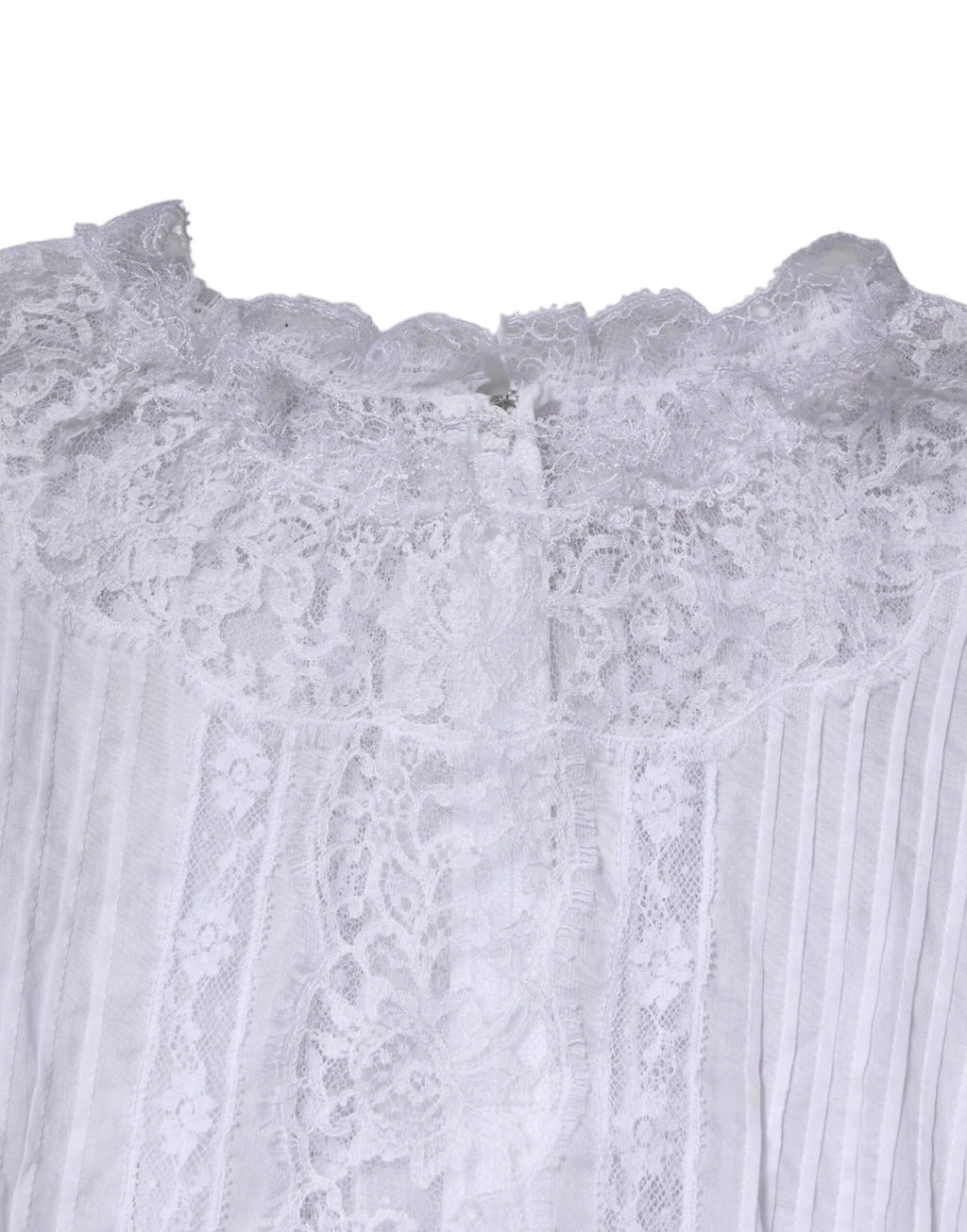 Dolce & Gabbana White Cotton Floral Lace Long Sleeves Top - Zeiniez