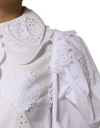 Dolce & Gabbana White Ruffled Lace Embellished Blouse Top - Zeiniez