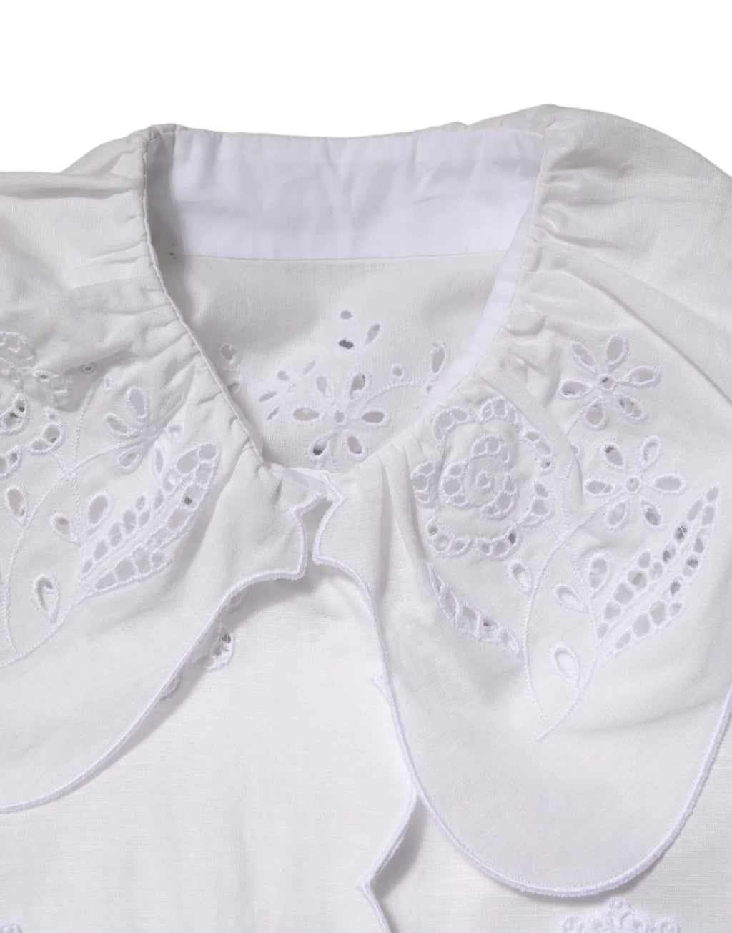 Dolce & Gabbana White Ruffled Lace Embellished Blouse Top - Zeiniez