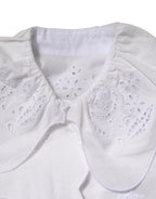 Dolce & Gabbana White Ruffled Lace Embellished Blouse Top - Zeiniez
