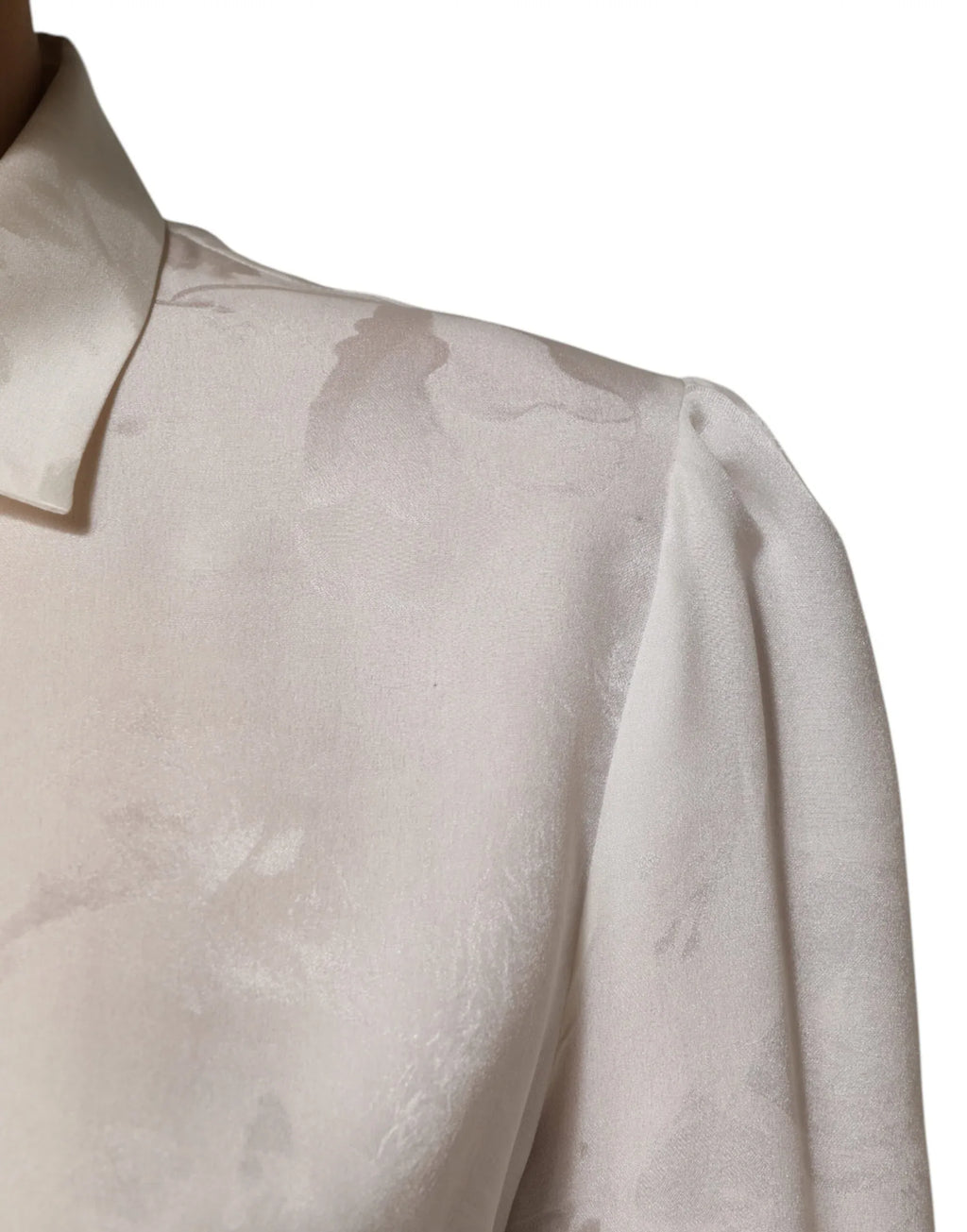 Dolce & Gabbana White Silk Long Sleeves Collared Shirt Top - Zeiniez