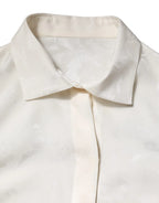 Dolce & Gabbana White Silk Long Sleeves Collared Shirt Top - Zeiniez