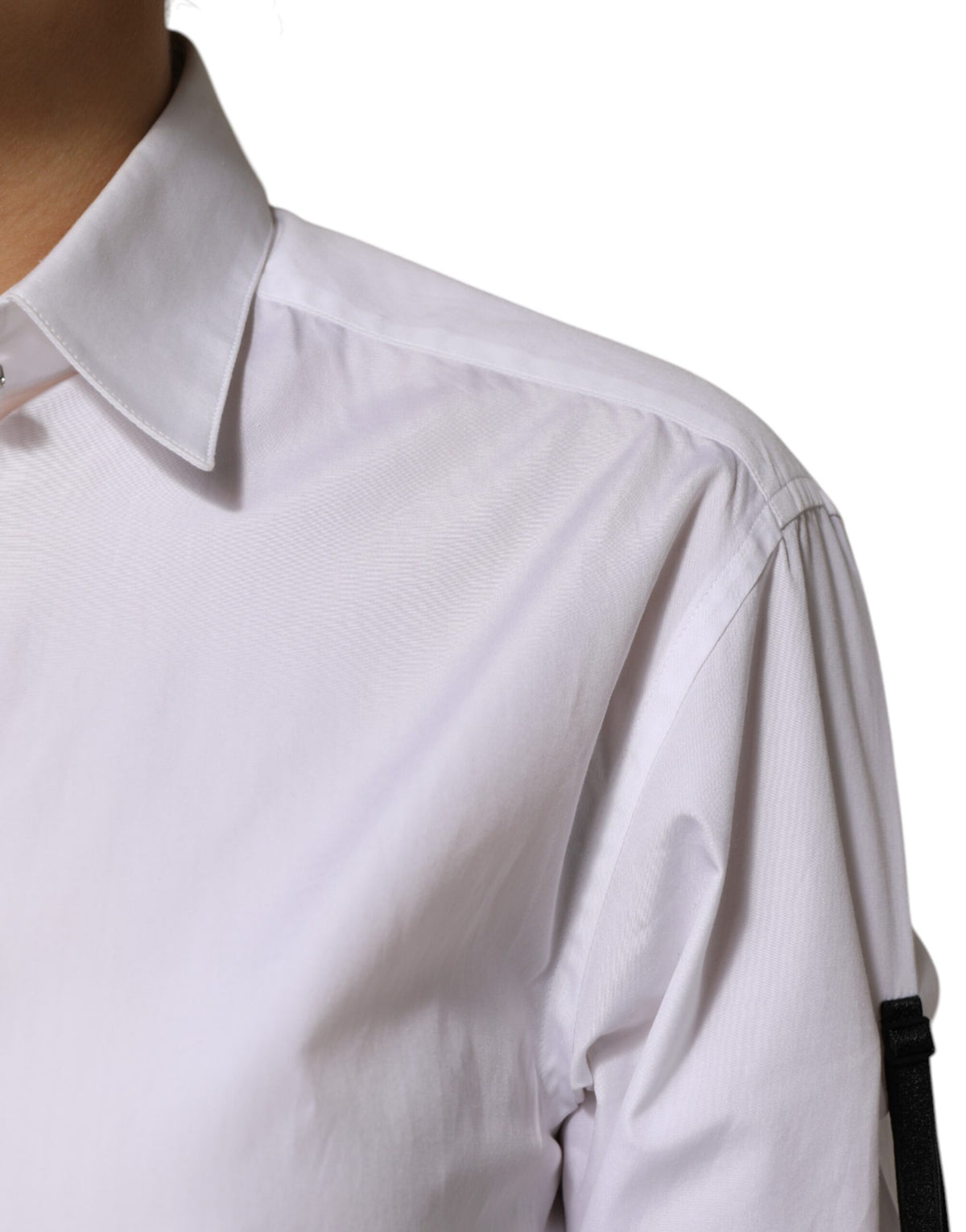 Dolce & Gabbana White Crystal Embellished Collared Shirt Top