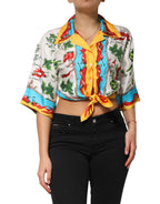 Dolce & Gabbana Multicolor Chili Silk Cropped Blouse Top - Zeiniez