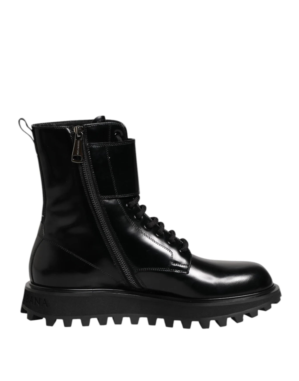 Dolce & Gabbana Black Leather Lace Up Mid Calf Boots Shoes - Zeiniez