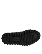 Dolce & Gabbana Black Leather Lace Up Mid Calf Boots Shoes