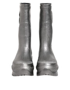 Dolce & Gabbana Metallic Silver Pull On Rain Boots Shoes - Zeiniez