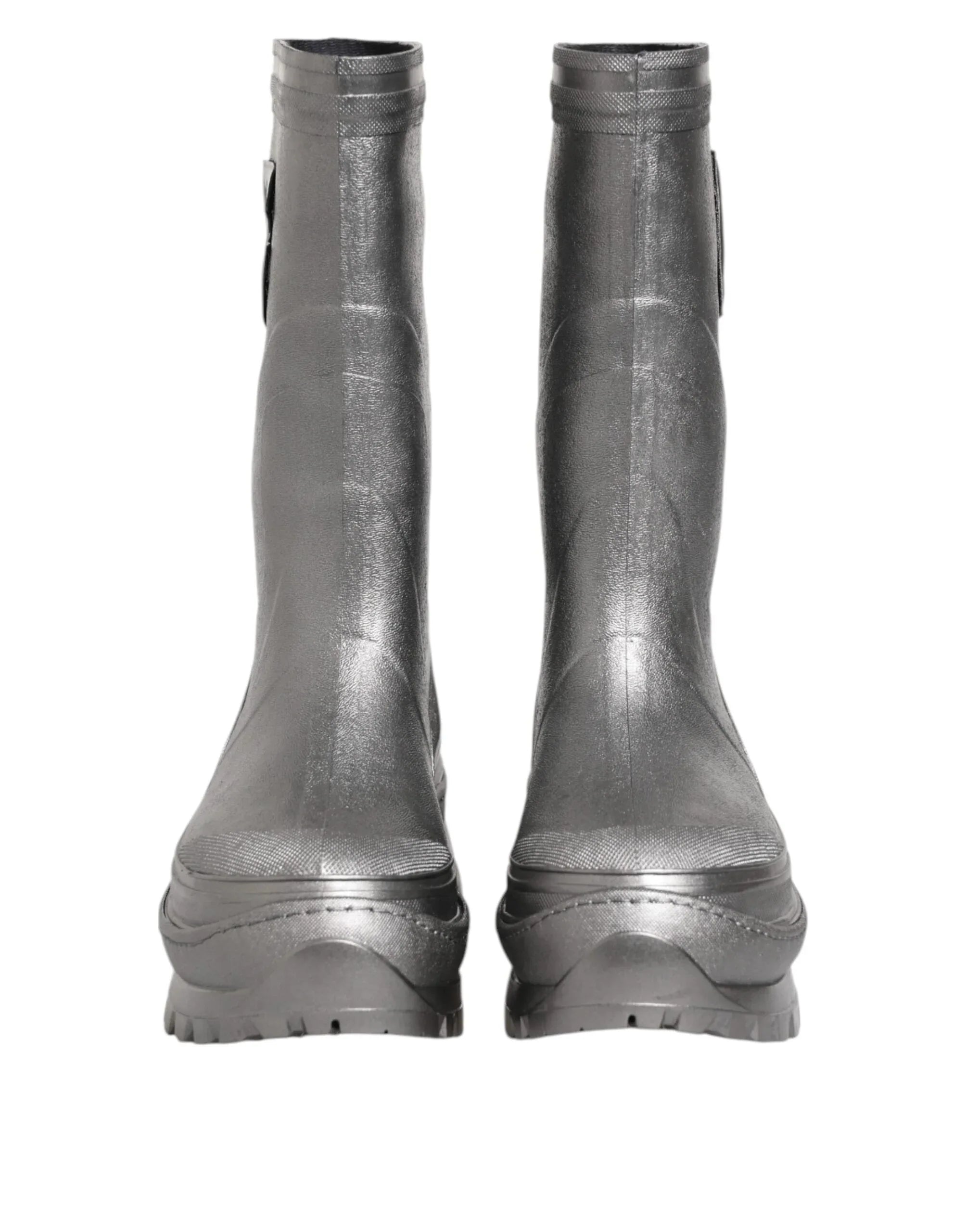 Dolce & Gabbana Metallic Silver Pull On Rain Boots Shoes - Zeiniez
