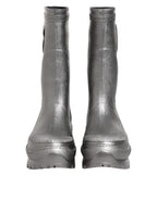 Dolce & Gabbana Metallic Silver Pull On Rain Boots Shoes