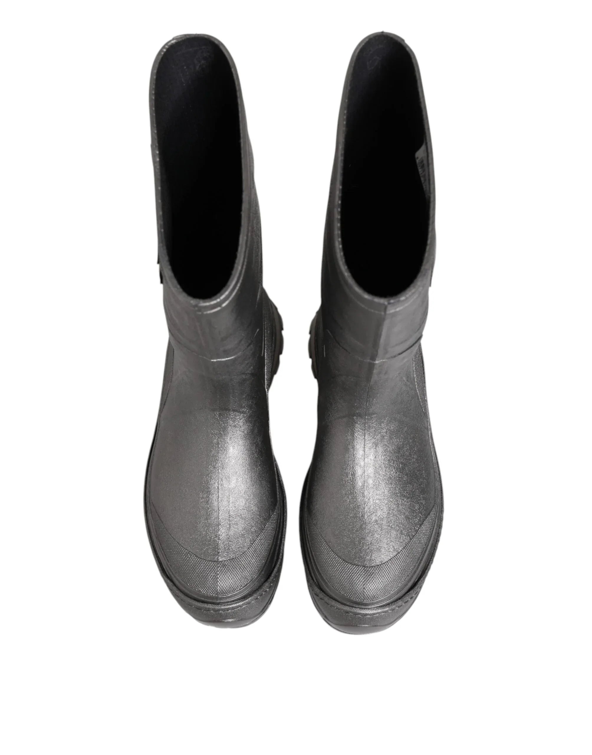 Dolce & Gabbana Metallic Silver Pull On Rain Boots Shoes - Zeiniez