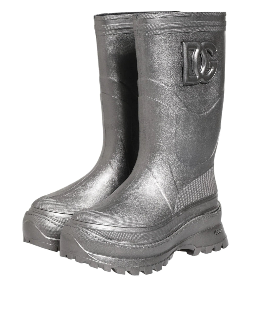 Dolce & Gabbana Metallic Silver Pull On Rain Boots Shoes - Zeiniez