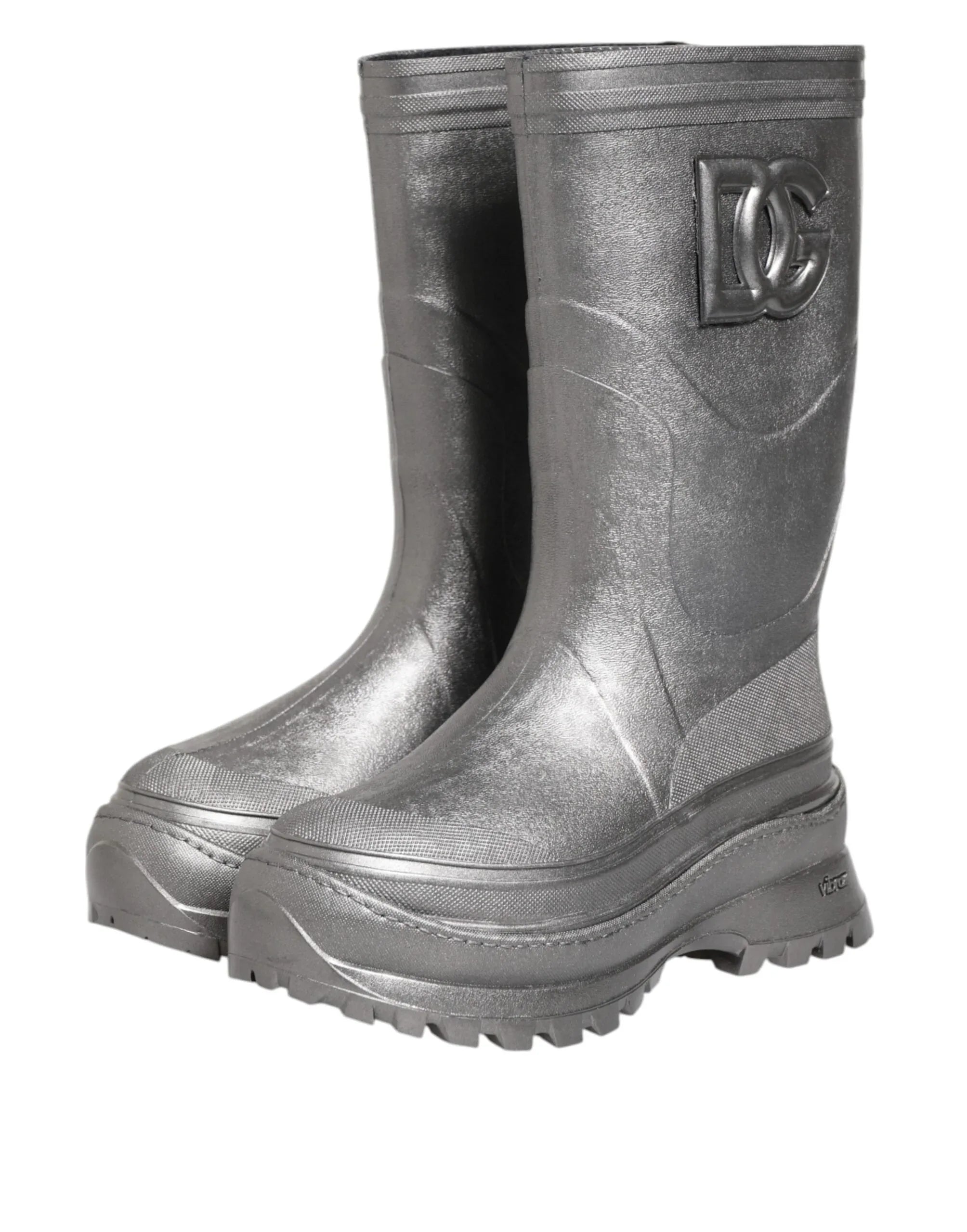 Dolce & Gabbana Metallic Silver Pull On Rain Boots Shoes - Zeiniez
