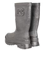 Dolce & Gabbana Metallic Silver Pull On Rain Boots Shoes