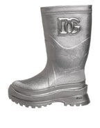 Dolce & Gabbana Metallic Silver Pull On Rain Boots Shoes - Zeiniez