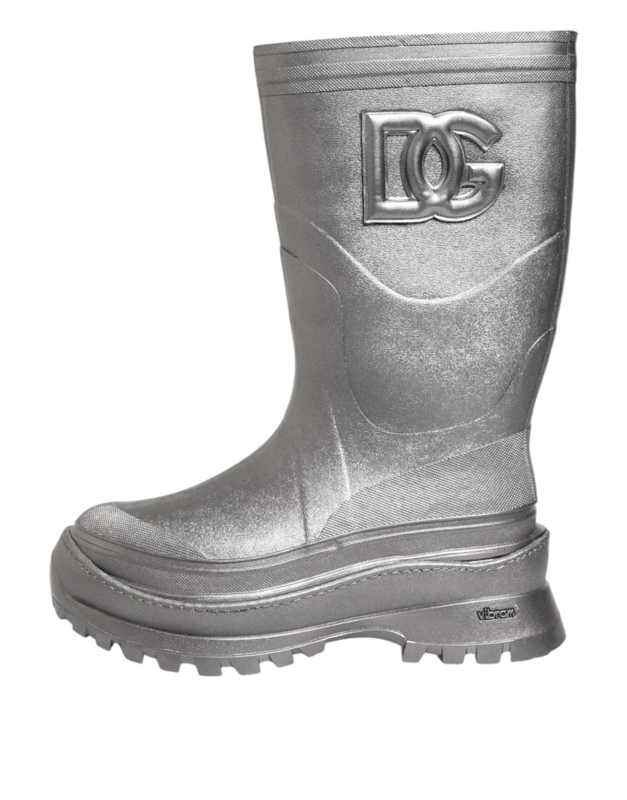 Dolce & Gabbana Metallic Silver Pull On Rain Boots Shoes - Zeiniez